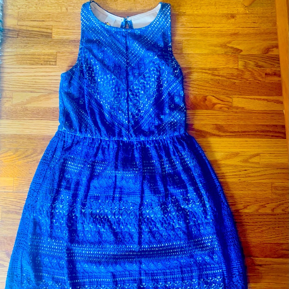☀️Bongo blue lace summer dress with nude base